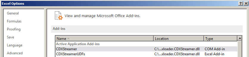 CDXStreamer Addin Listing